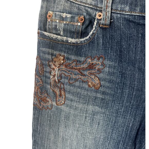 American Eagle Womens Vintage Stretch Boot Cut Embellished Jeans Sz 2 Petite - Picture 5 of 11